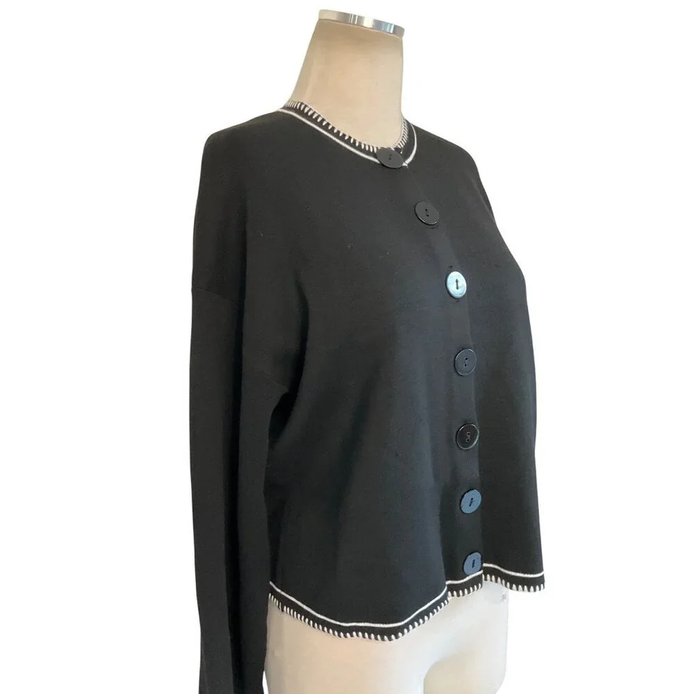 SNDYS Daphne Cardigan in Black Medium New Womens Knit Sweater Jacket